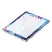 Monogram Watercolor Space Universe Blue Pink Star Notizblock (Rotiert)
