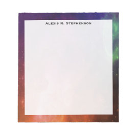 Monogram Watercolor Space Universe Blue Star Notizblock