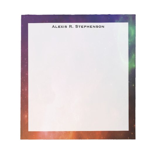 Monogram Watercolor Space Universe Blue Star Notizblock (Vorderseite)