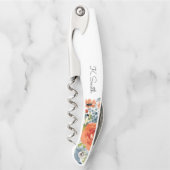 Monogram Watercolor Spring Flowers Kellnermesser (Vorderseite)