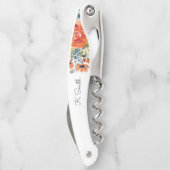 Monogram Watercolor Spring Flowers Kellnermesser (Rückseite)