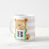 Monogram Watercolor Teddy Bär Persönliche Umarmung Kaffeetasse (Vorderseite Links)