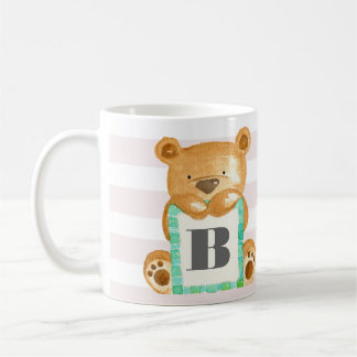 Monogram Watercolor Teddy Bär Persönliche Umarmung Kaffeetasse