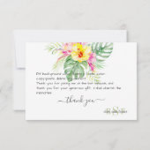 Monogram Watercolor Tropical Blume Folio Danke (Rückseite)