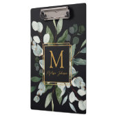 Monogram Watercolor Tropical Eucalyptus Black Klemmbrett (Links)