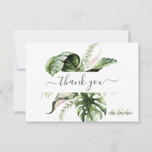 Monogram Watercolor Tropical Folies Vielen Dank Dankeskarte