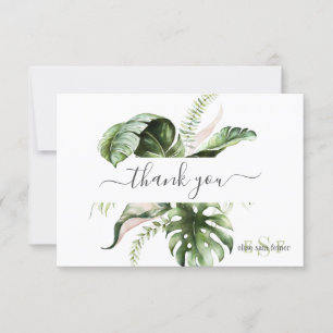 Monogram Watercolor Tropical Folies Vielen Dank Dankeskarte