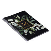 Monogram Watercolor Tropical Green Eucalyptus Notizblock (Rechte Seite)