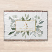 Monogram Watercolor Tropical Green Leaves Decke