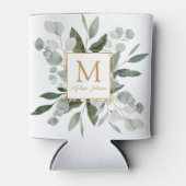 Monogram Watercolor Tropical Green Leaves Dosenkühler (Vorderseite)