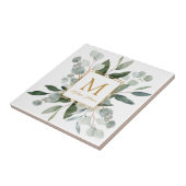 Monogram Watercolor Tropical Green Leaves Fliese (Seite)