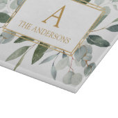 Monogram Watercolor Tropical Green Leaves Schneidebrett (Ecke)