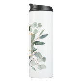 Monogram Watercolor Tropical Green Leaves Thermosbecher (Nach rechts gedreht)