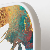 Monogram Watercolor Türkise Gold Orange Spritzer Pickleball Schläger (Linke Seite)