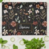 Monogram Watercolor Vintage Wildflower Floral Tea Geschirrtuch (Gefaltet)