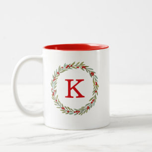 Monogram Watercolor Weihnachtsbrand Zweifarbige Tasse