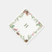 Monogram Watercolor Weihnachtsgrün Napkins Serviette (Ecke)