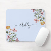Monogram Watercolor Wildblume Bouquet #1 Mousepad (Mit Mouse)