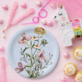 Monogram Watercolor Wildblume Bouquet #1 Pappteller (Party)