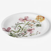 Monogram Watercolor Wildblume Bouquet #1 Pappteller (Schrägansicht)