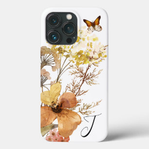 Monogram Watercolor-Wildblumen Butterfly Case-Mate iPhone Hülle