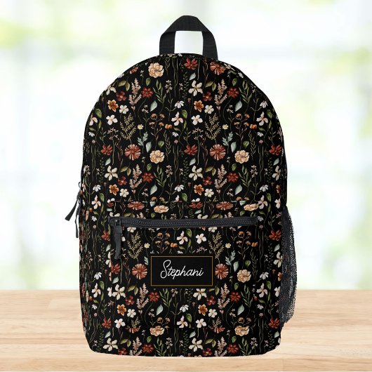 Monogram Watercolor Wildflower Floral Botanical Bedruckter Rucksack