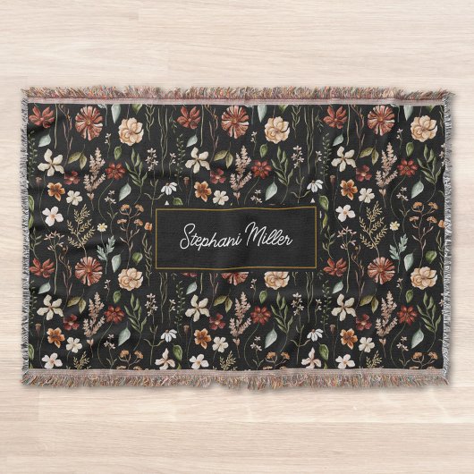 Monogram Watercolor Wildflower Floral Botanical Decke
