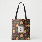 Monogram Watercolor Winter Botanic Tasche (Vorderseite)