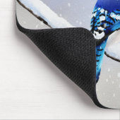 Monogram Watercolor Winter Snow Bird Blue Jay Mousepad (Ecke)