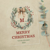 Monogram Watercolor Wreath Frohe Weihnachtskarte Acryleinladungen