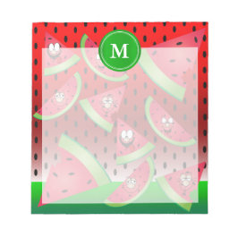 Monogram Watermelon Funny Faces Notizblock
