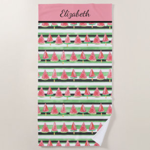 Monogram Watermelon Pink Green Black Strandtuch