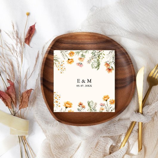 Monogram Weadow Wildblume Boho Floral wedding Serviette