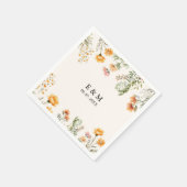 Monogram Weadow Wildblume Boho Floral wedding Serviette (Ecke)
