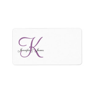 Monogram Wedding Address Labels Lila Adressaufkleber