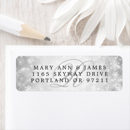 Monogram Wedding Address Silver Winter Wonderland (Insitu)