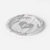 Monogram Wedding aus Weißholz Pappteller (Schrägansicht)