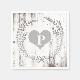 Monogram Wedding aus Weißholz Serviette