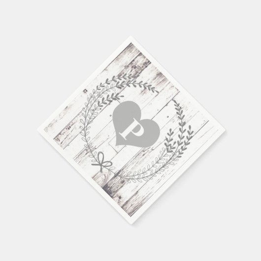 Monogram Wedding aus Weißholz Serviette (Ecke)