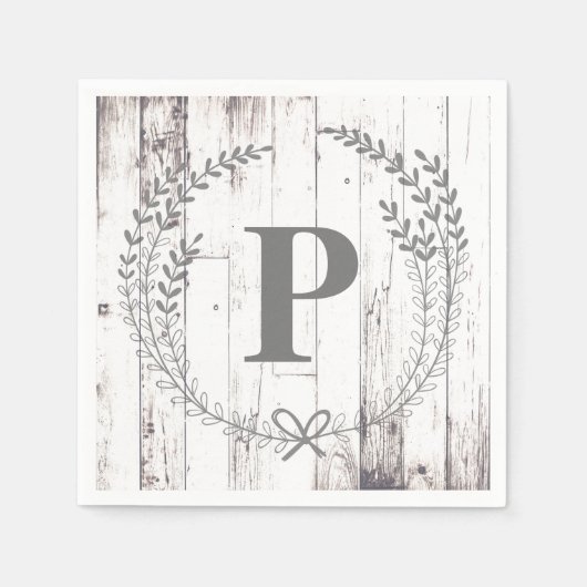 Monogram Wedding aus Weißholz Serviette (Vorderseite)