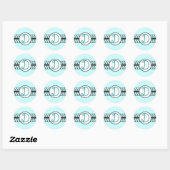 Monogram Wedding Borders Aqua Blue Runder Aufkleber (Blatt)
