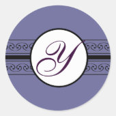 Monogram Wedding Borders Deep Periwinkle Runder Aufkleber (Vorderseite)