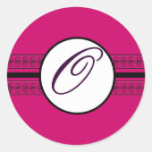 Monogram Wedding Borders Deep Rasberry Runder Aufkleber (Vorderseite)