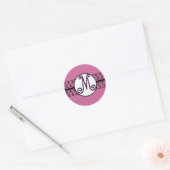 Monogram Wedding Borders Plum Runder Aufkleber (Umschlag)