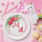 Monogram Wedding bridal reception red Pappteller (Party)