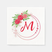 Monogram Wedding bridal reception red Serviette (Vorderseite)