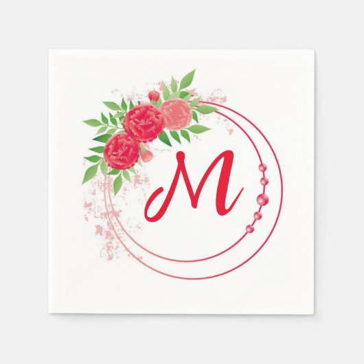 Monogram Wedding bridal reception red Serviette (Vorderseite)