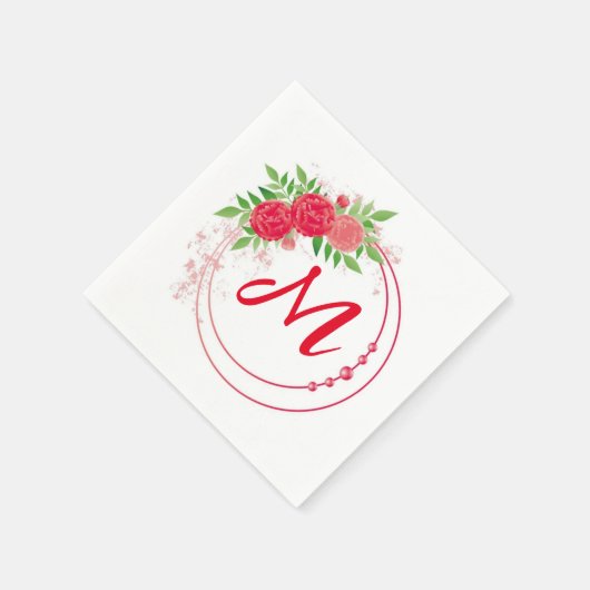 Monogram Wedding bridal reception red Serviette (Ecke)