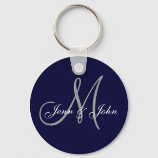 Monogram Wedding Bride Groom Names Navy Schlüssela Schlüsselanhänger