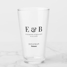 Monogram Wedding Bridesman Geschenk Personalisiert Glas